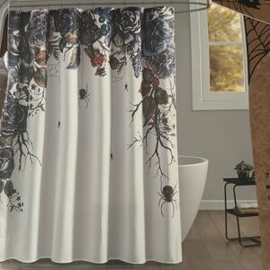 Boo to you flowers and spiders shower curtain